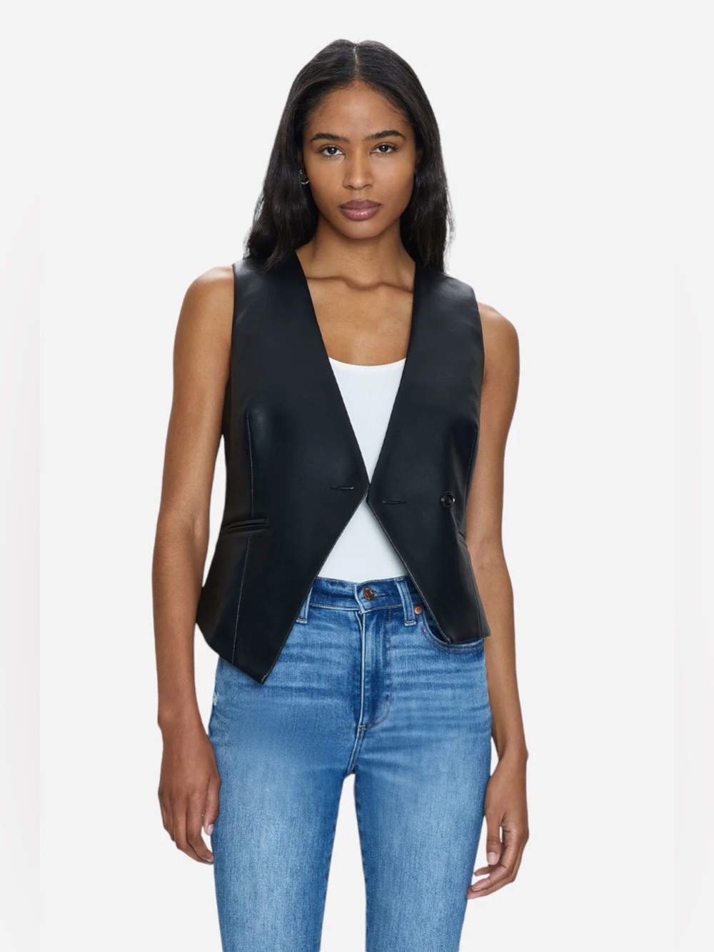 π Pistola Arabella Faux Leather Vest in Slate Black NWT SZ SM